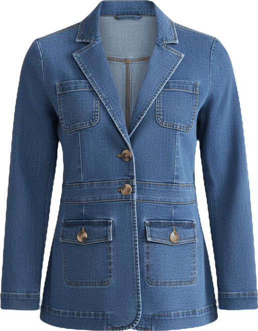 Women's 3 Button Patch Collar Jacket