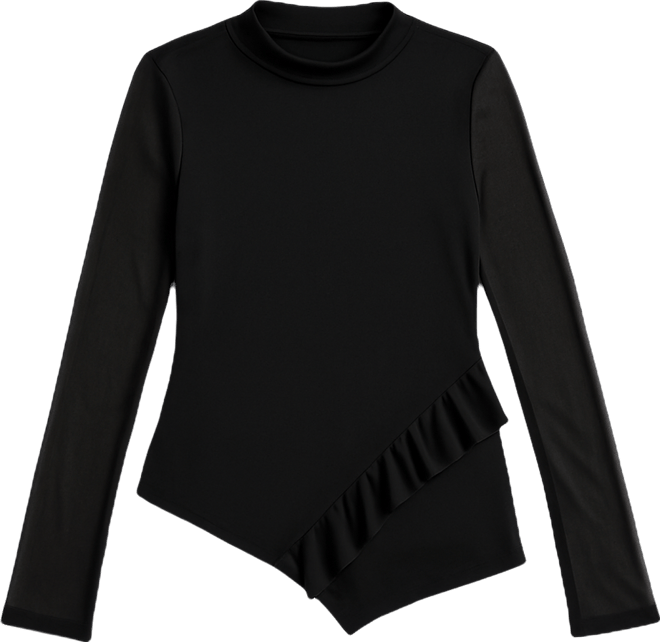 Women's Mock-Neck Asymmetrical Ruffled-Hem Top, Macy's Exclusive