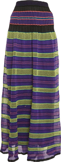 Women's Pre-Owned M Missoni Purple/multicolor Patterned Knit Maxi Skirt