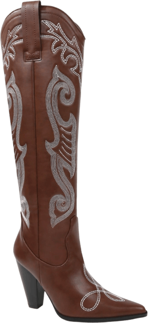 Ashley Embroidered Western Knee-High Boots