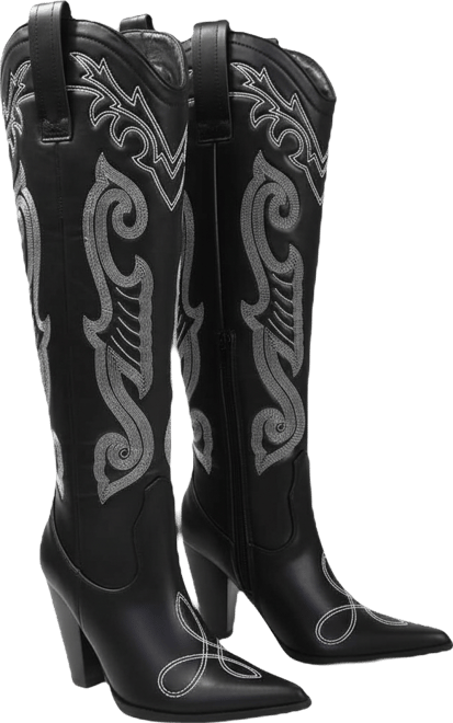 Ashley Embroidered Western Knee-High Boots