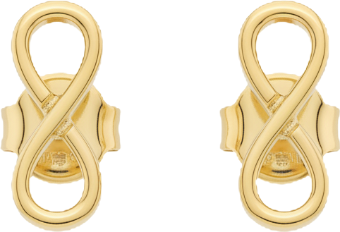 Infinity Stud Earrings in 14K Gold, approx. 1.5 grams.