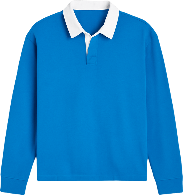 Men's Cotton Contrast-Collar Relaxed Rugby Polo Shirt, Macy's Exclusive