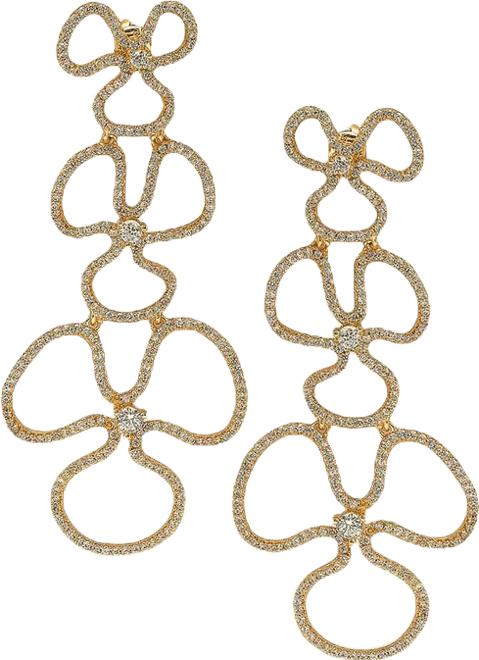 Suzy Levian Sterling Silver Cubic Zirconia Flower Drop Dangle Earrings