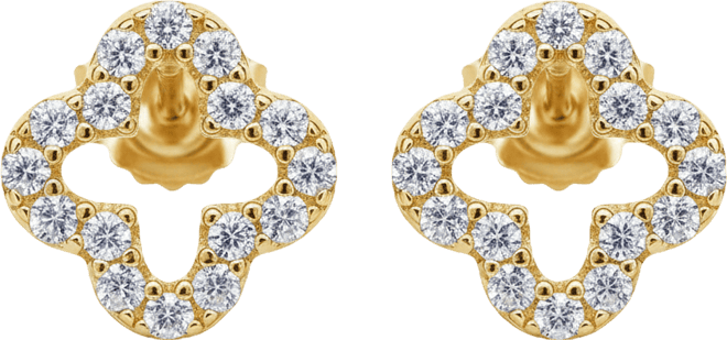 Suzy Levian Sterling Silver Cubic Zirconia Mini Clover Stud Earrings