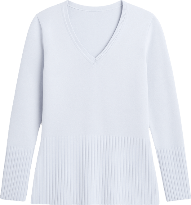 Women's V-Neck Wide-Hem Wide-Cuff Sweater