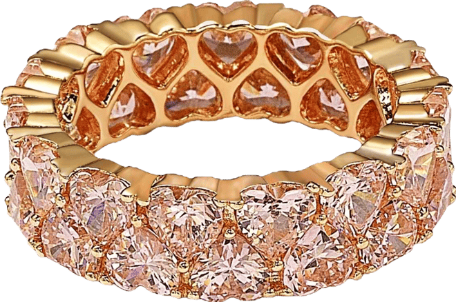 Suzy Levian Sterling Silver Cubic Zirconia Heart Cluster White Eternity Band