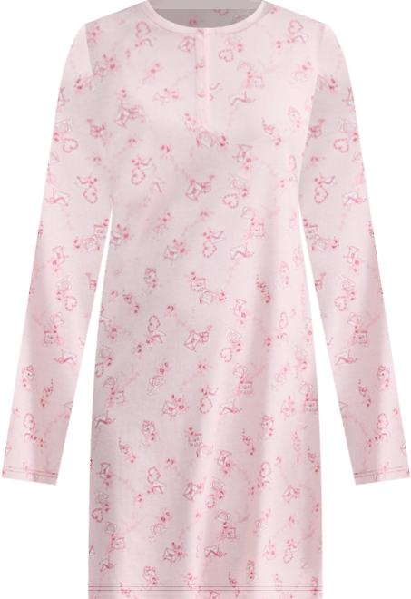 Women's Cotton Printed Long Sleeve Henley Sleepshirt, Created for Macy's