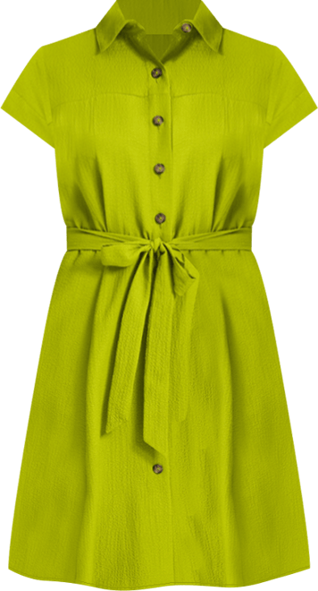 Women's Belted Cap-Sleeve Shirtdress