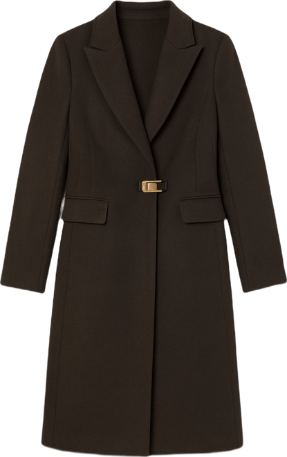 Women's Buttoned Notch Collared Coat