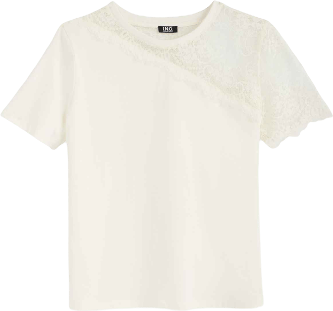 Women's Lace-Shoulder T-Shirt, Macy's Exclusive