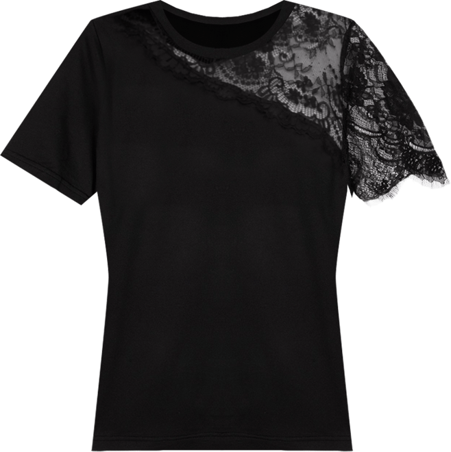 Women's Lace-Shoulder T-Shirt, Macy's Exclusive