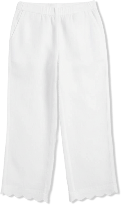Women's 100% Linen Cropped Scalloped-Hem Wide-Leg Pants, Macy's Exclusive