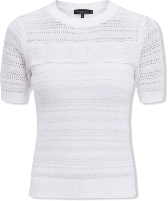 Nautica Women's Cotton Lace-Front Short-Sleeve Sweater