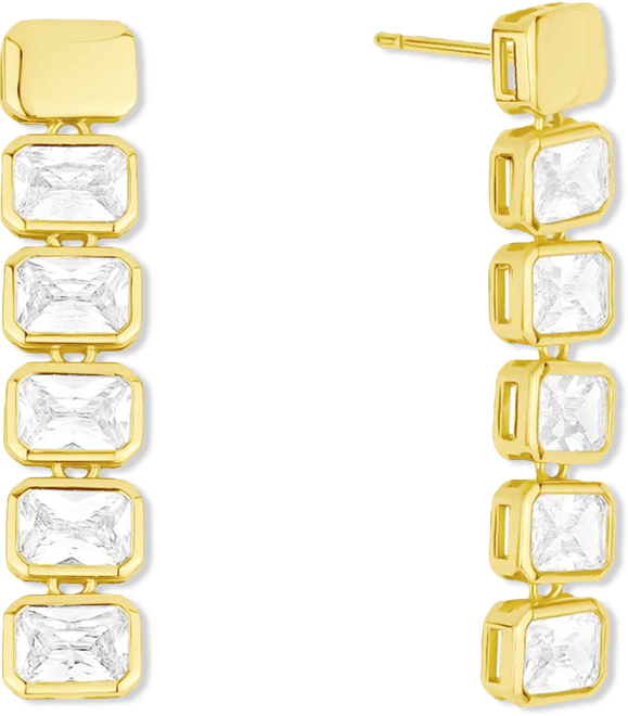 Cubic Zirconia 18k Gold-Plated Brass Drop Earrings, Macy's Exclusive