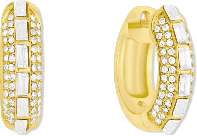 Crystal Pave 18k Gold Plated Brass Hoop Earrings, Macy's Exclusive