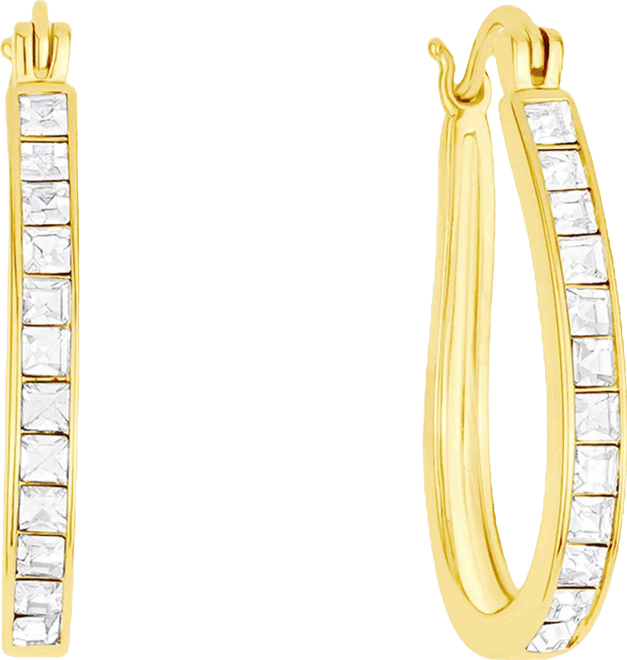 Crystal Oblong 18k Gold-Plated Brass Hoop Earrings, Macy's Exclusive