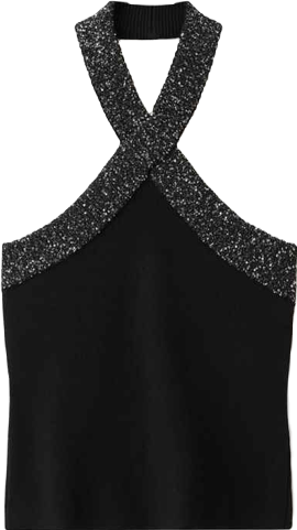 Women's Halter-Neck Glitter Top