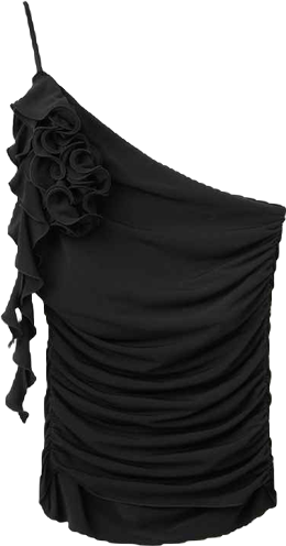 Women's Ruffle Trim Ruched Asymmetrical Top