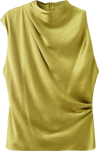 Women's Draped Neck Satin Blouse