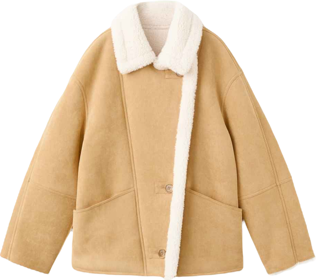 Women's Shearling Collar Faux-Suede Jacket