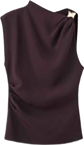 Women's Metallic Detail Asymmetrical Blouse