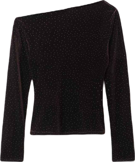 Women's Sparkles Asymmetrical Velvet Top
