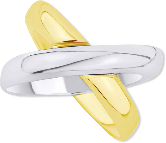 Two-Tone Silver-Plated and 18k Gold-Plated Brass X Ring, Macy's Exclusive