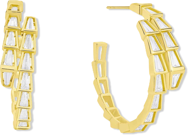 Cubic Zirconia in 18k Gold Plated Brass Geometric Hoop Earrings, Macy's Exclusive