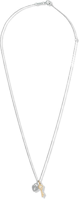 Diamond Pendant Necklace (1/10 ct. t. w.) in Sterling Silver and Gold Over Silver