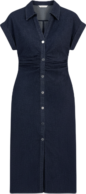 Women's Collared Button-Front Midi Dress