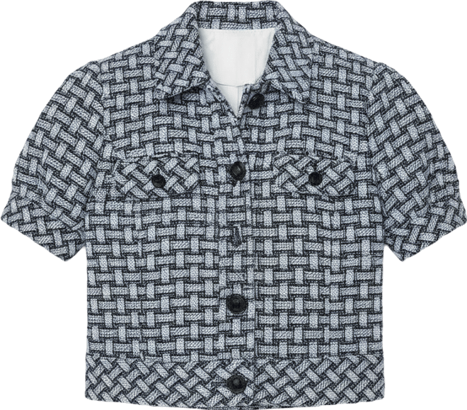 Women's Cropped Weave Print Short-Sleeve Jacket