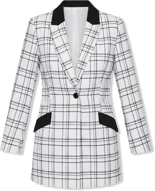 Women's Checkered Contrast Long Jacket