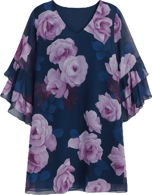 Plus Size Printed V-Neck Dress