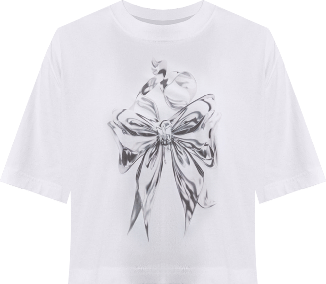 Women's Short-Sleeve Chrome Bow Crewneck T-Shirt