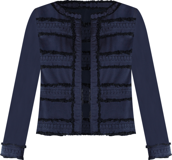 Petite Collarless Fray and Lace Jacket