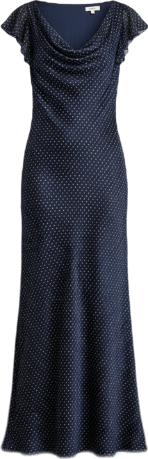 Women's Polka-Dot Burn-Out Satin Cowlneck Gown