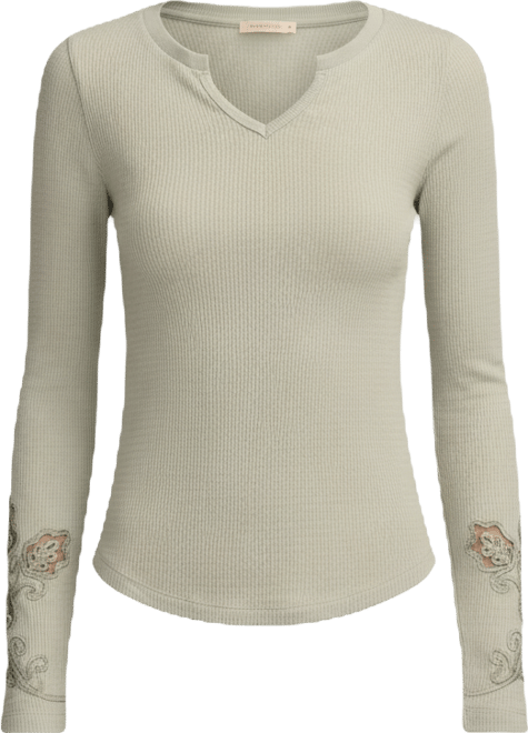 Women's Cutwork Notch Neck Top