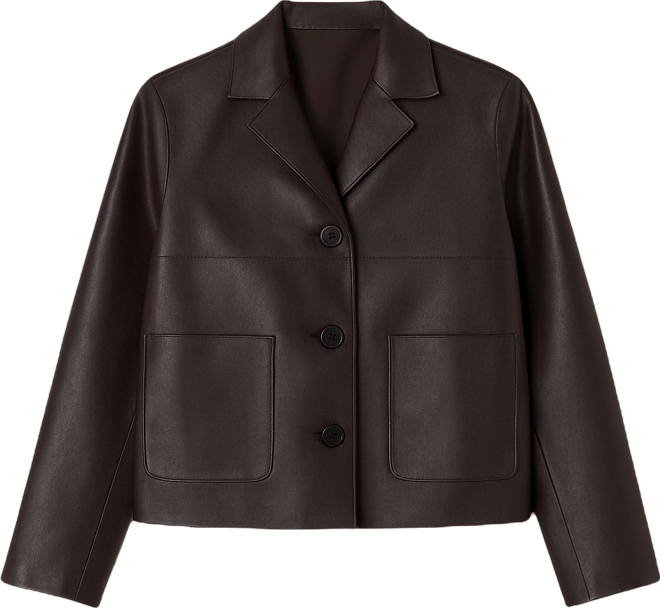 Women's Pockets Faux-Leather Jacket