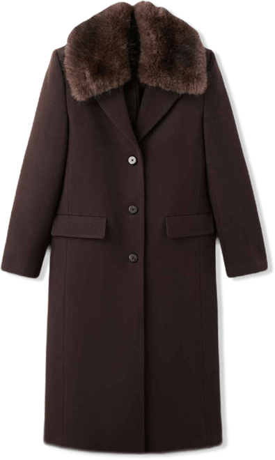 Women's Fur Collar Wool Coat