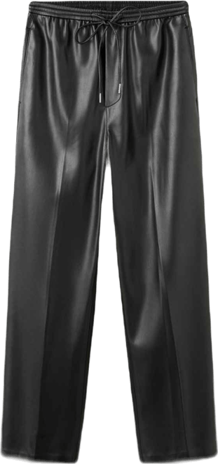 Women's Elastic Waist Faux-Leather Pants