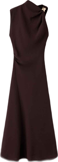 Women's Asymmetrical Neck And Metallic Detail Dress