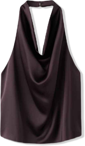 Women's Draped Neck Satin Top