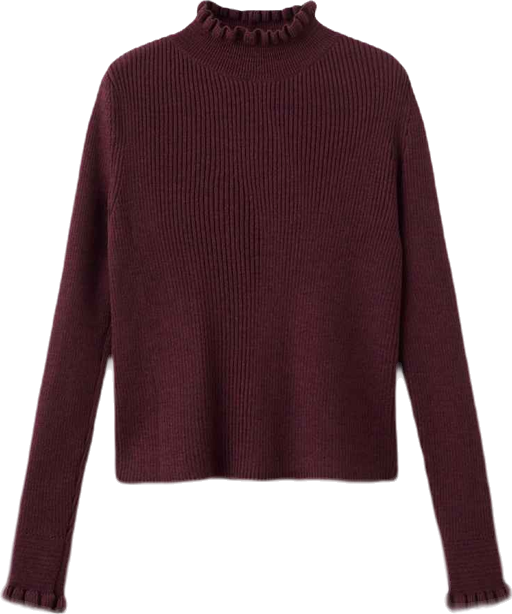 Women's Scalloped Edges Ribbed Sweater