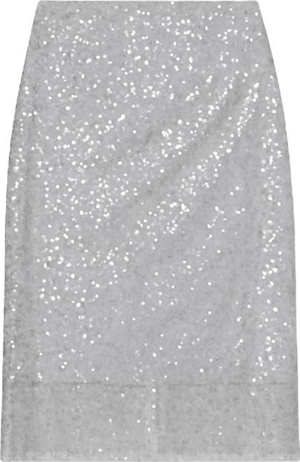 Women's Sequin Detail Mesh Pencil Skirt