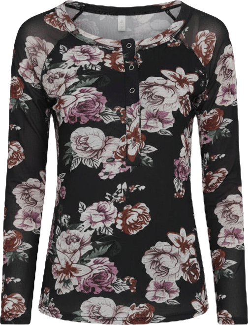 Women's Long Raglan Sleeve Mesh Top