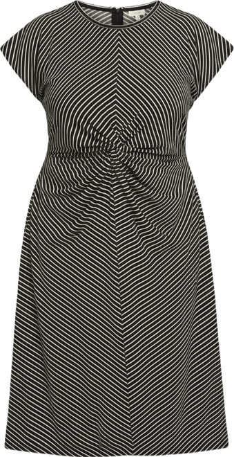 Women's Cinched Striped Print Midi Dress