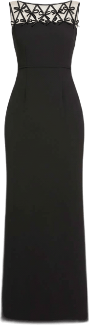 Women's Sleeveless Crepe Gown With Embellished Bows