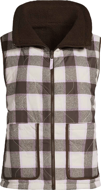 Women's High Pile Fleece Reversible Mixed Media Vest