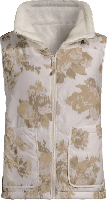 Women's High Pile Fleece Reversible Mixed Media Vest